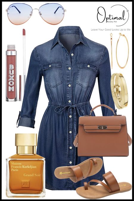 
denim dress outfit. 

#LTKbeauty #LTKunder100 #LTKcurves