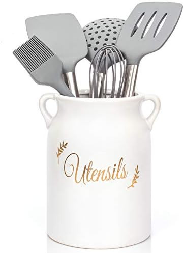 Kitchen Utensil Holder for Countertop White Ceramic Utensil Crock Large Utensil Organizer for Sto... | Amazon (US)