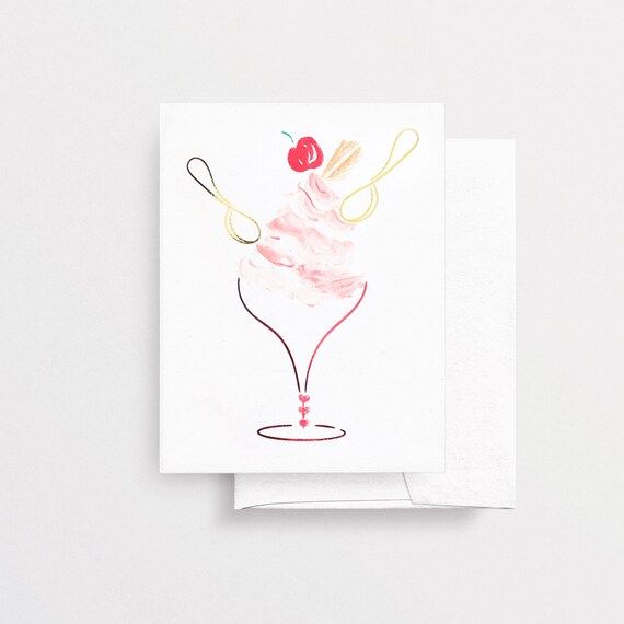 Valentine's Day Card Ice Cream With Spoons Painted Print | Etsy Canada | Etsy (CAD)