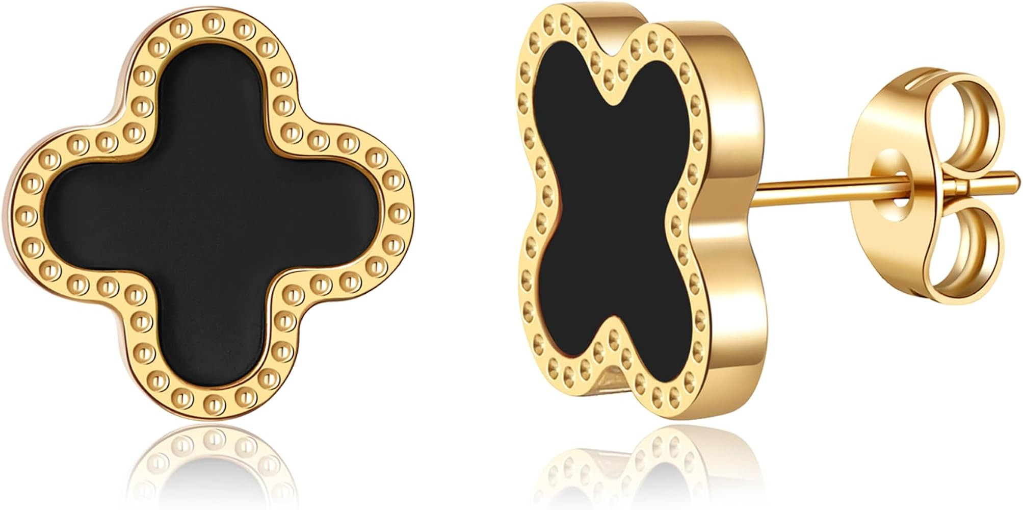 AIPPK 18K Gold Plated Clover Earrings for Women Four Leaf Stud Earrings Lucky Dangle Earrings Fas... | Amazon (US)