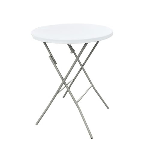 32in Cocktail Table, no Assembly Required, High Top Bistro Round Plastic Folding Table, Foldable Portable Bar Height Tables, Indoor Outdoor for Party Banquet Wedding Picnic Dining Camping, White | Amazon (US)