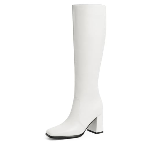 Modatope Knee High Boots Women Chunky Heel Square Toe Tall Boots for Women High Heel Side Zipper ... | Amazon (US)