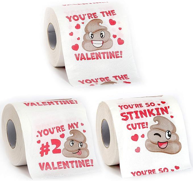 JOYIN Valentines Day Poop Emoji Toilet Paper 3 Rolls of 200 Sheets, Funny Bathroom Novelty Gag Gi... | Amazon (US)