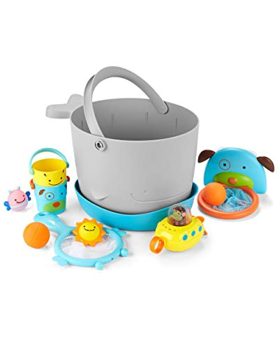 Skip Hop Baby Bath Toy Filled Bucket, Bath Toy & Bucket Gift Set, Grey | Amazon (US)