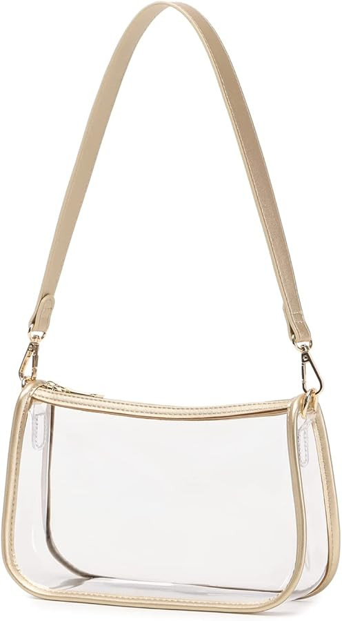 Clear Tote Bag Stadium Approved Clear Purse PVC Handbag Retro Classic Transparent Bag for Concert | Amazon (US)