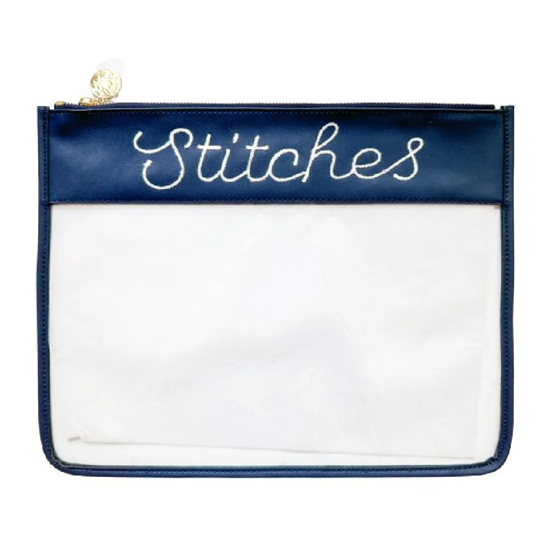 Large Stitches Clear Zip Pouch | Penny Linn Designs