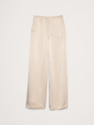 High-Rise Wide-Leg Hammered Satin Palazzo Pant | Banana Republic (US)