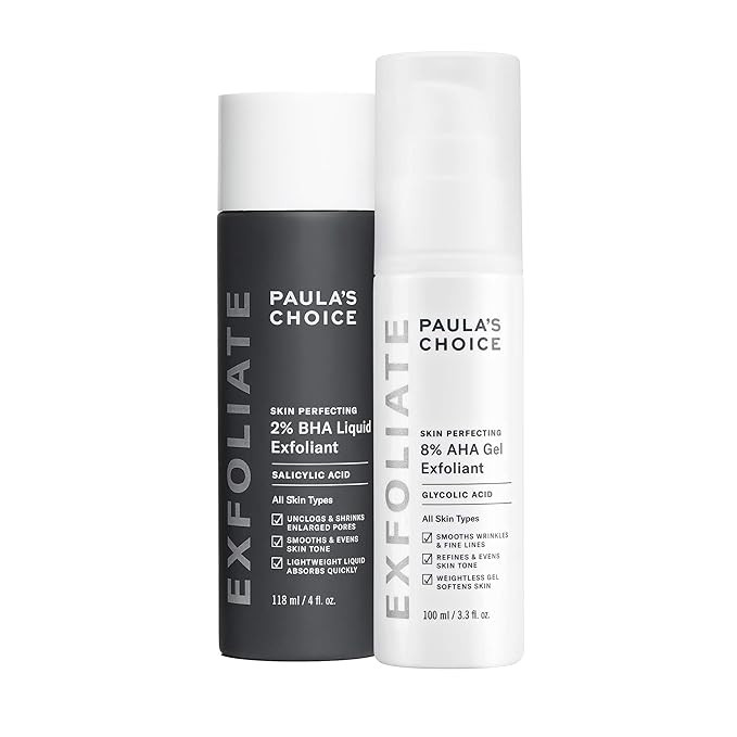 Paula's Choice-SKIN PERFECTING 8% AHA Gel Exfoliant & 2% BHA Liquid Duo-Facial Exfoliants for Bla... | Amazon (US)