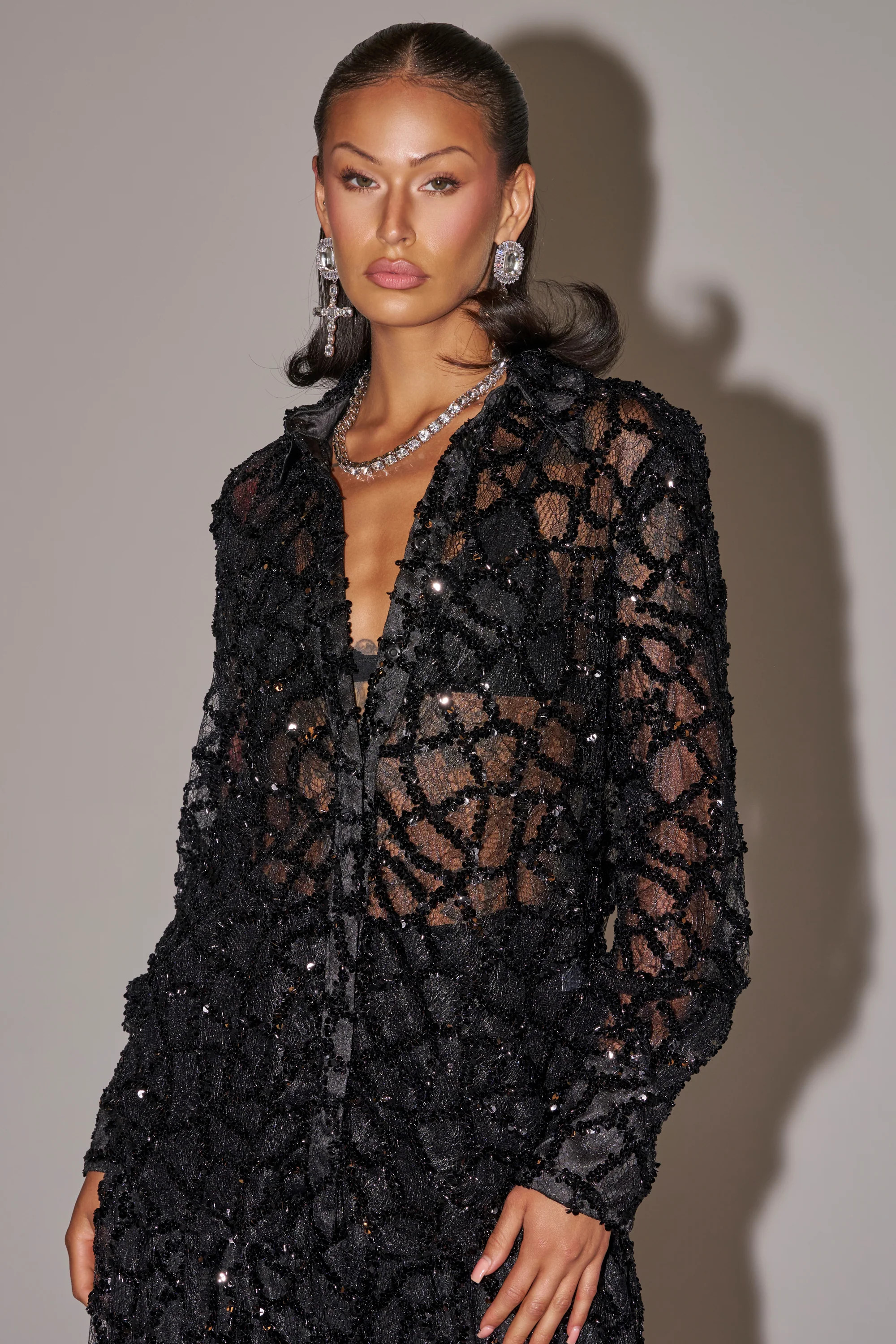 ROXY SEQUIN BUTTON DOWN | AKIRA