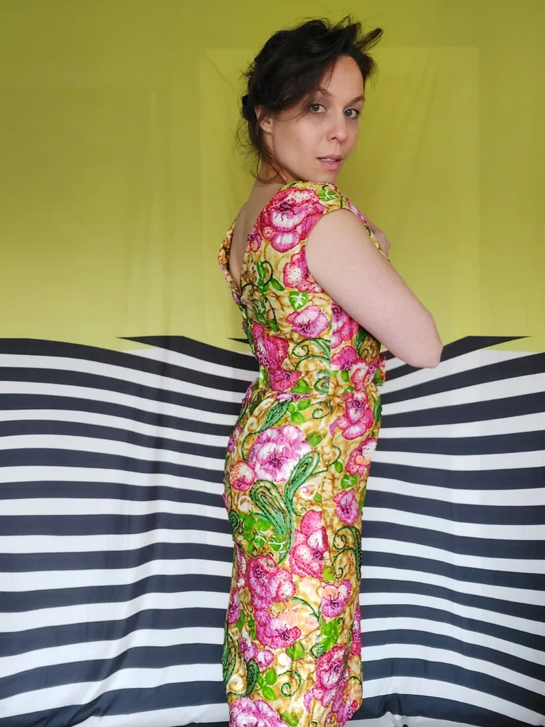 Malcolm Starr 60's Beaded Bombshell Cocktail Dress | Etsy (Global)