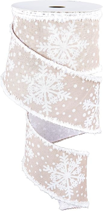 Whaline Christmas Snowflake Wired Edge Ribbon 2.5 Inch Winter White Snowflake Ribbon with Burr So... | Amazon (US)
