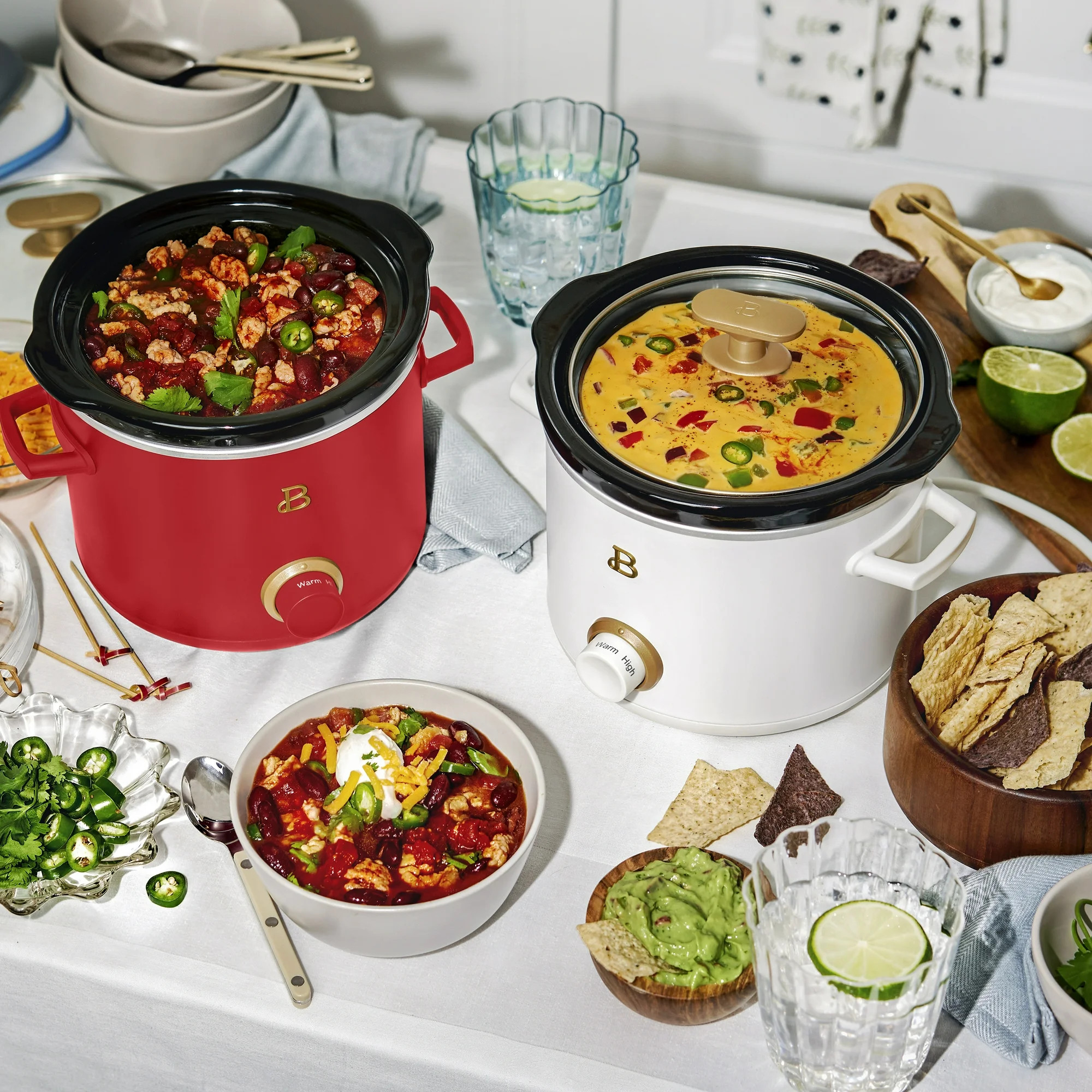 Beautiful 2 Qt Manual Slow Cooker, 2-Pack, Tomato Red + White Icing by Drew Barrymore - Walmart.c... | Walmart (US)