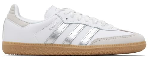 adidas Originals Samba OG Womens Sneaker (White Silver Gum Metallic, 8.5) | Amazon (US)