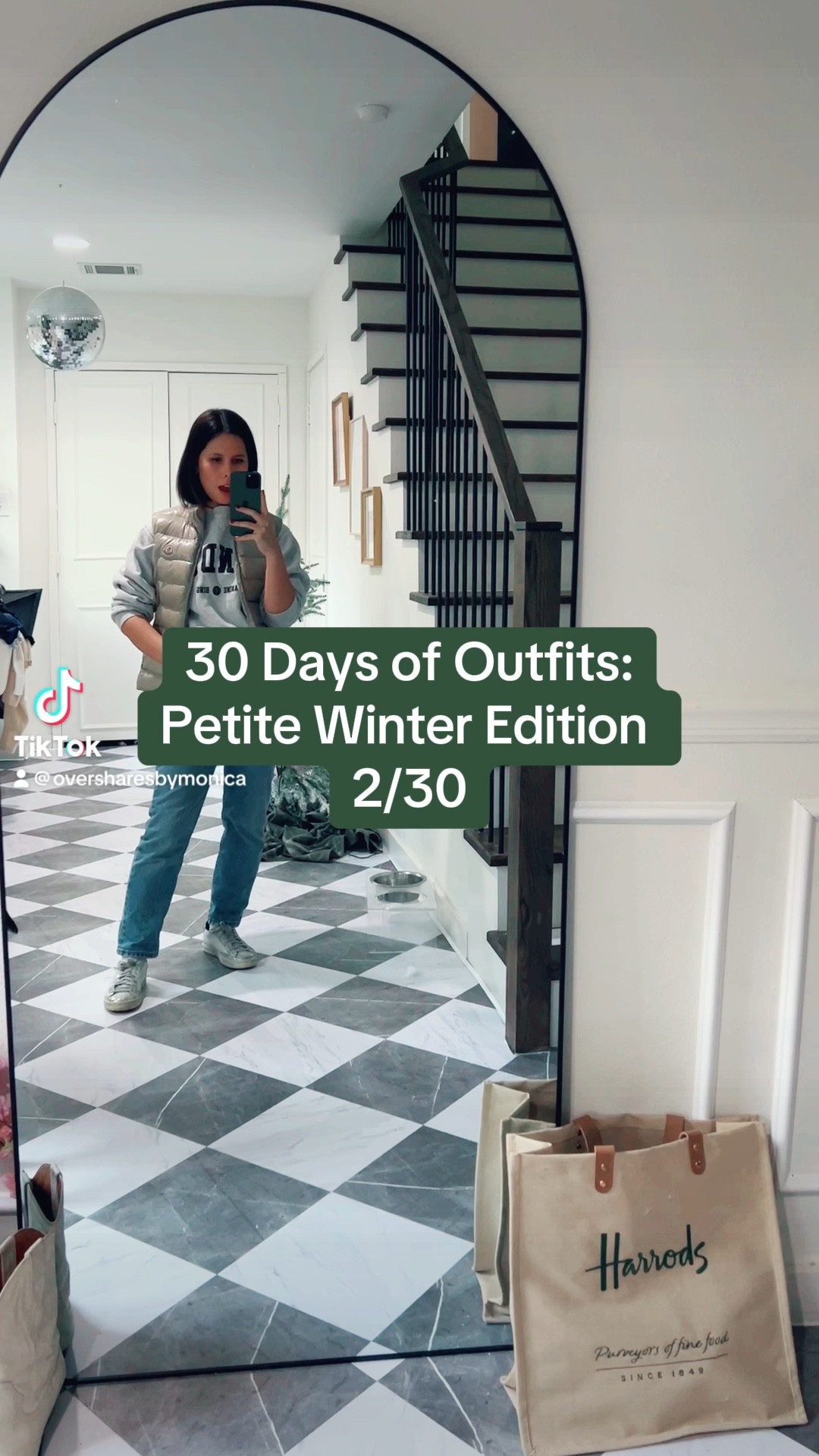 Coffee shop outfit, casual outfit, warm weather winter, sweatshirt and jeans, anine bing, jeans under $100, designer sneakers, moncler vest 

#LTKfindsunder100 #LTKstyletip #LTKVideo