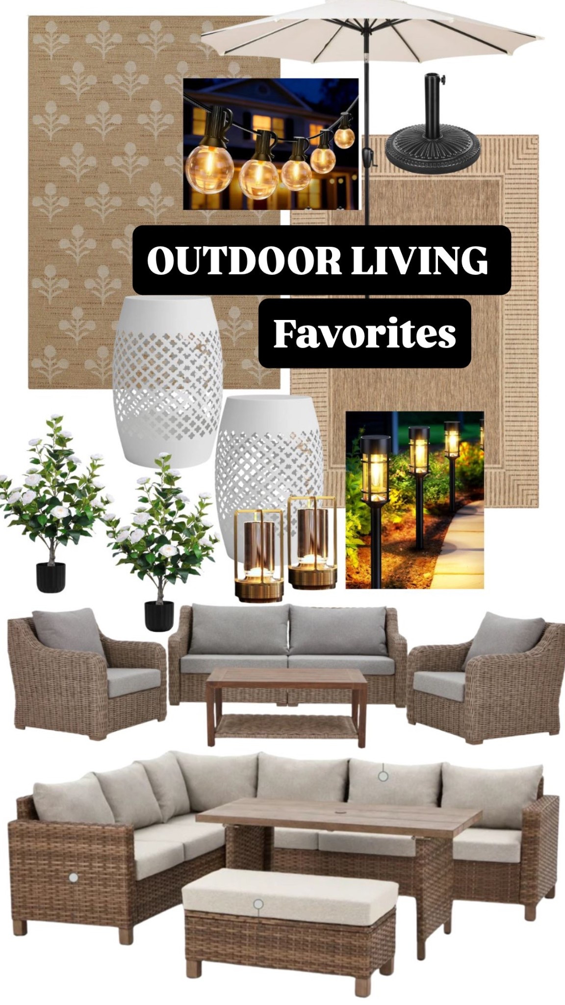 Some of our top favorites for patio/deck furniture and outdoor living goodness! We love this sectional patio set and the outdoor umbrella (it usually sells out!). These string lights are shatterproof and weather-proof. 

#LTKSaleAlert #LTKHome #LTKSeasonal
