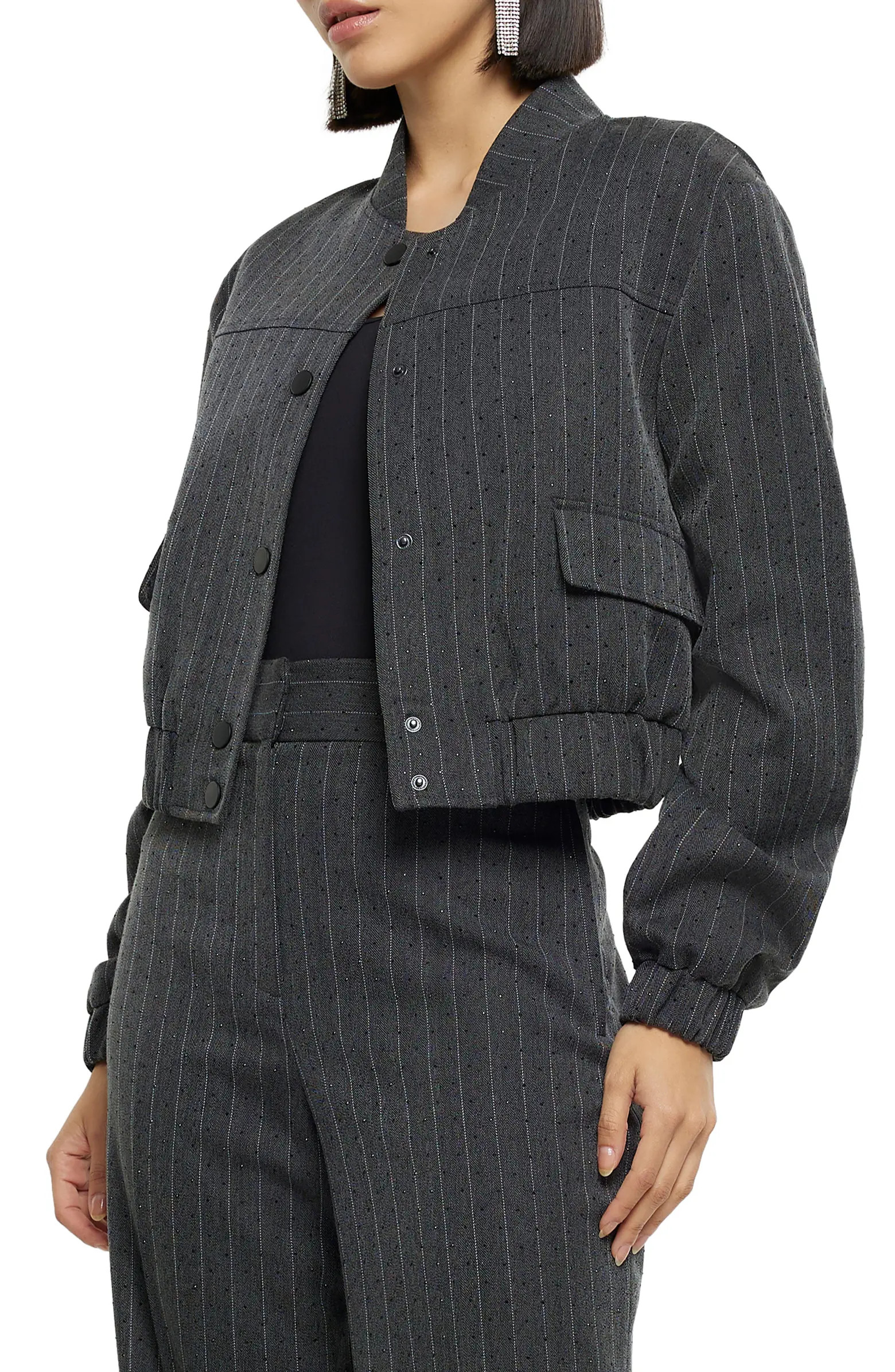 Heat Seal Pinstripe Bomber Jacket | Nordstrom