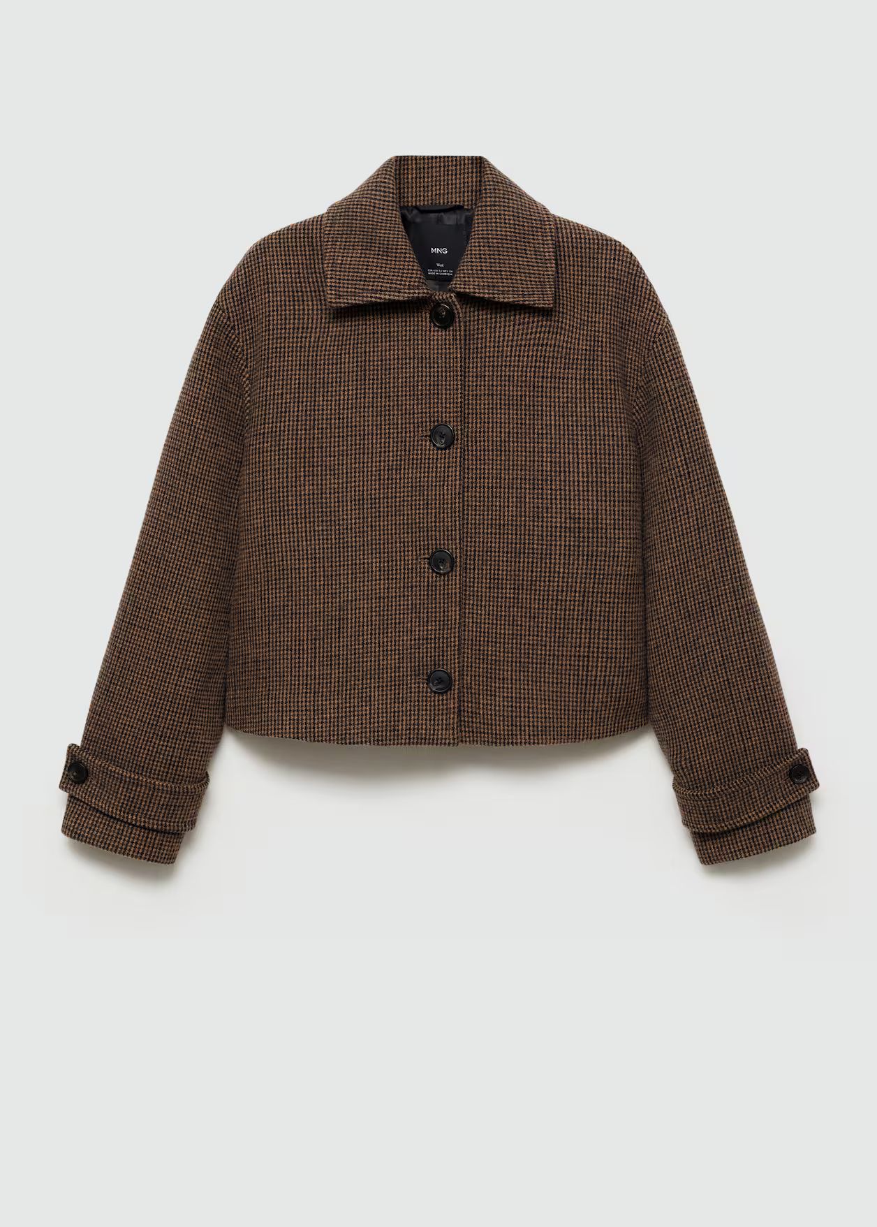 Micro-houndstooth wool jacket | MANGO (UK)