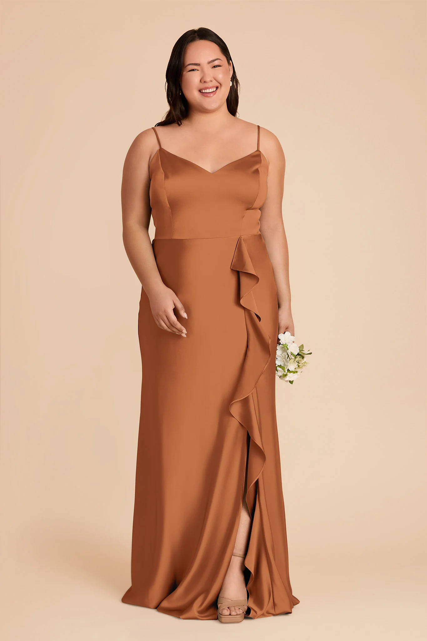 Rust Bridesmaid Dress Matte Satin Size 0X Birdy Grey Theresa | Birdy Grey