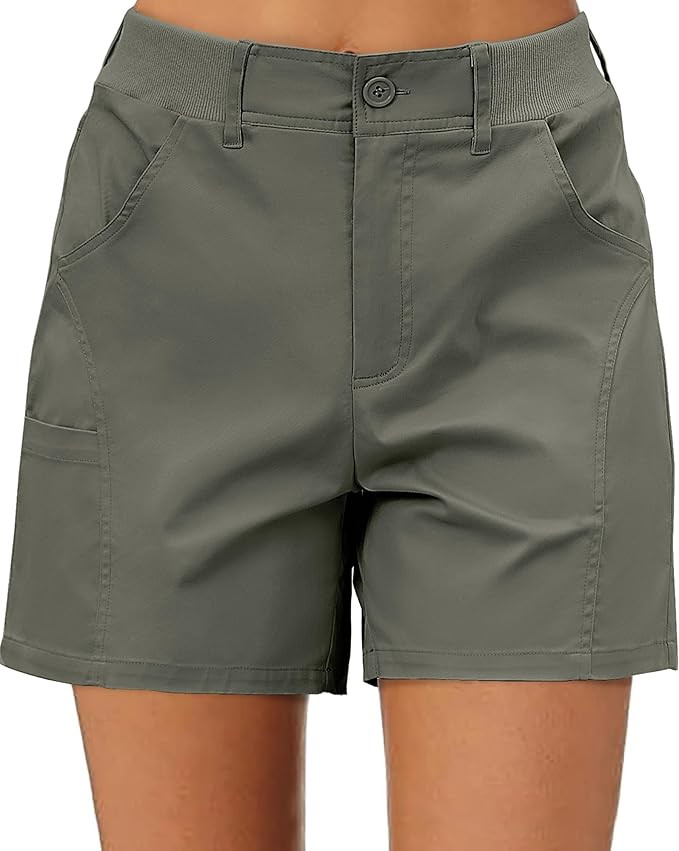 luvamia Shorts for Women Trendy Casual Summer High Waisted Chino Shorts Ribbed Elastic Waist Comf... | Amazon (US)