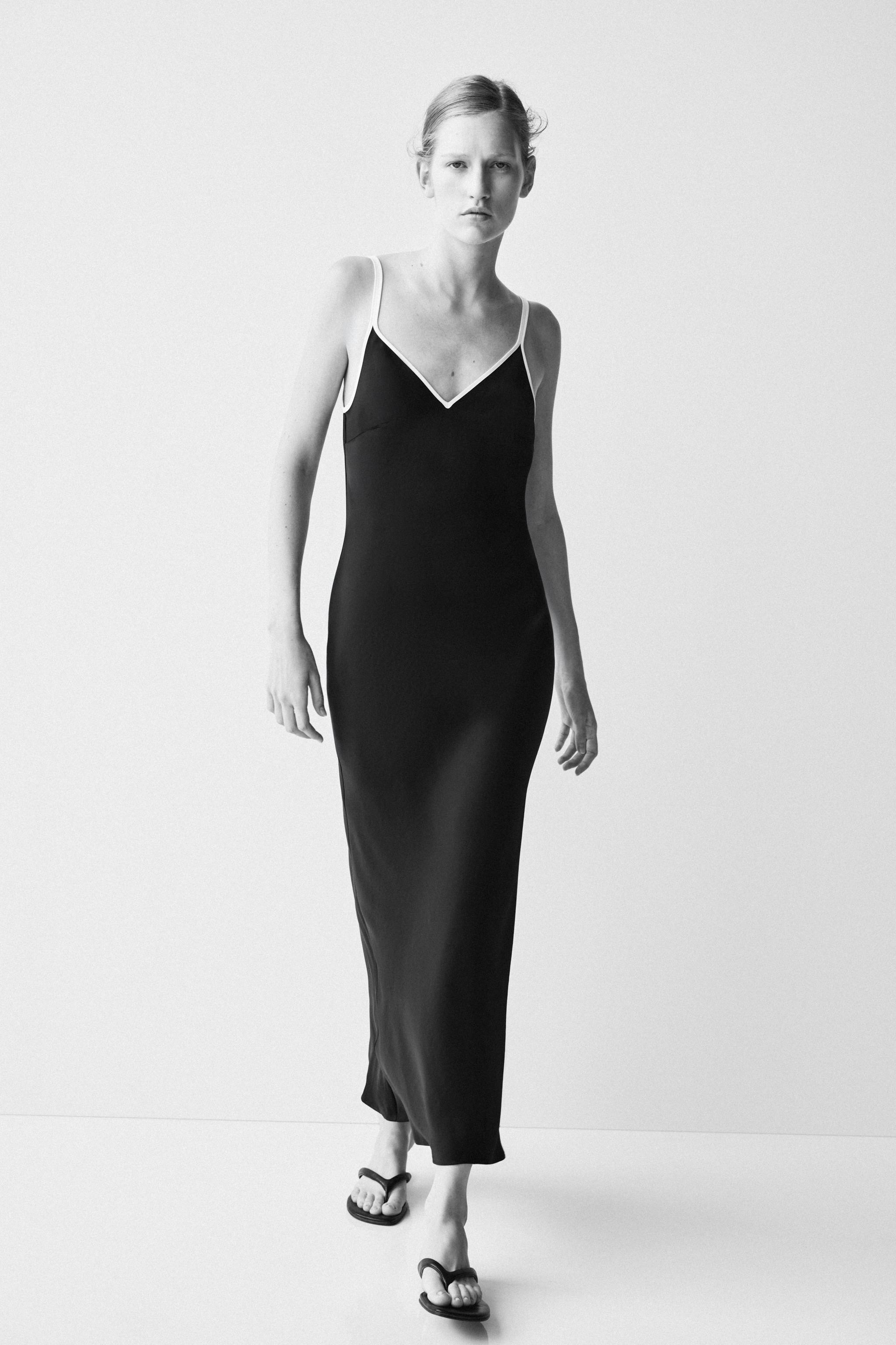 CONTRAST SATIN MIDI DRESS | Zara UK