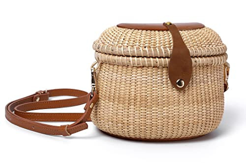 Teng Tian Nantucket Purse Basket Women Handwoven Cane-on-cane Crossbody Bag Beach Purse Handmade Basket Handbags Vacation Essentials Must Haves | Amazon (US)