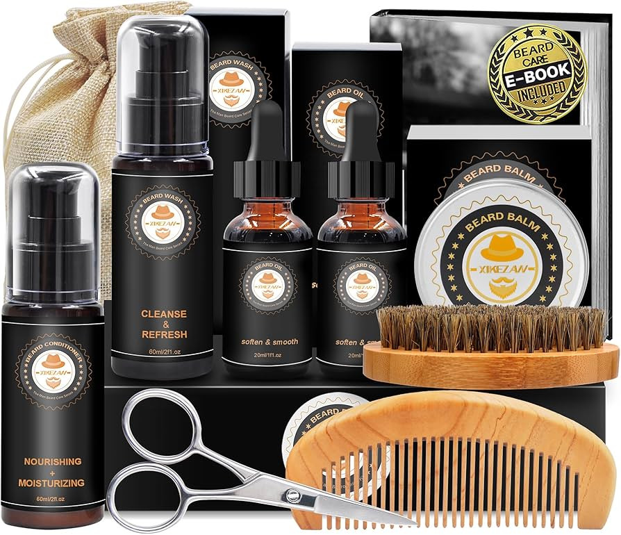 Upgraded Beard Grooming Kit w/Beard Conditioner,Beard Oil,Beard Balm,Beard Brush,Beard Shampoo/Wa... | Amazon (US)