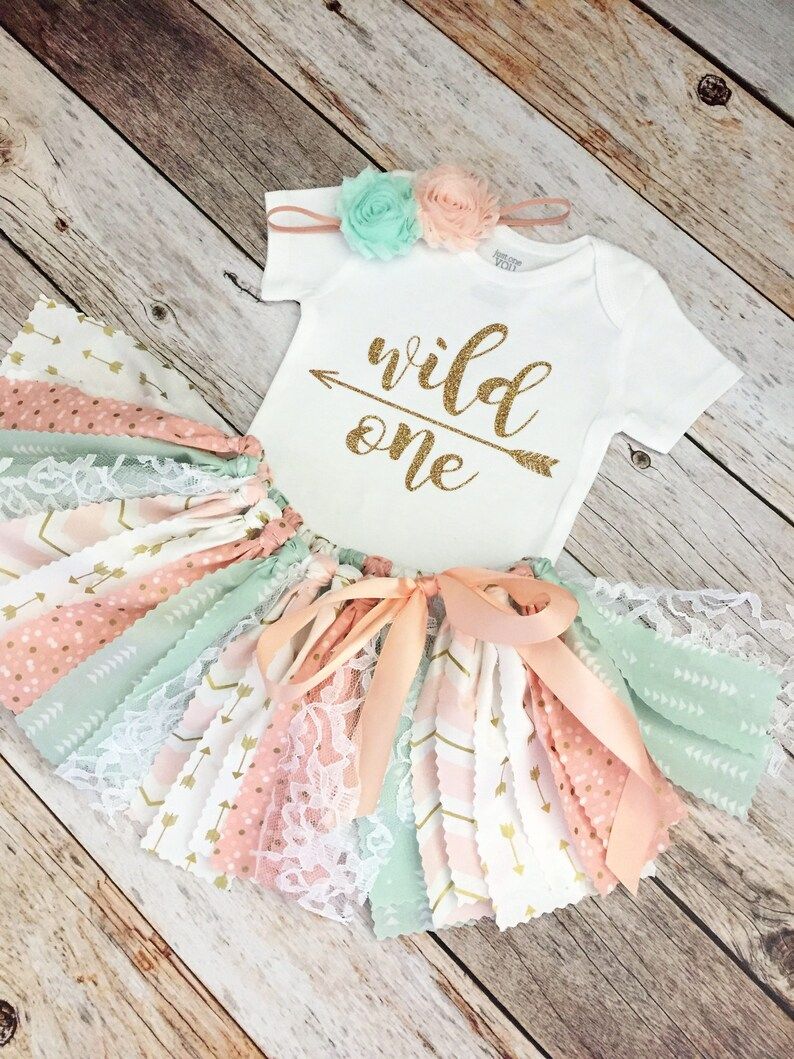 Peach Mint and Gold Wild One Birthday Outfit With | Etsy | Etsy (US)