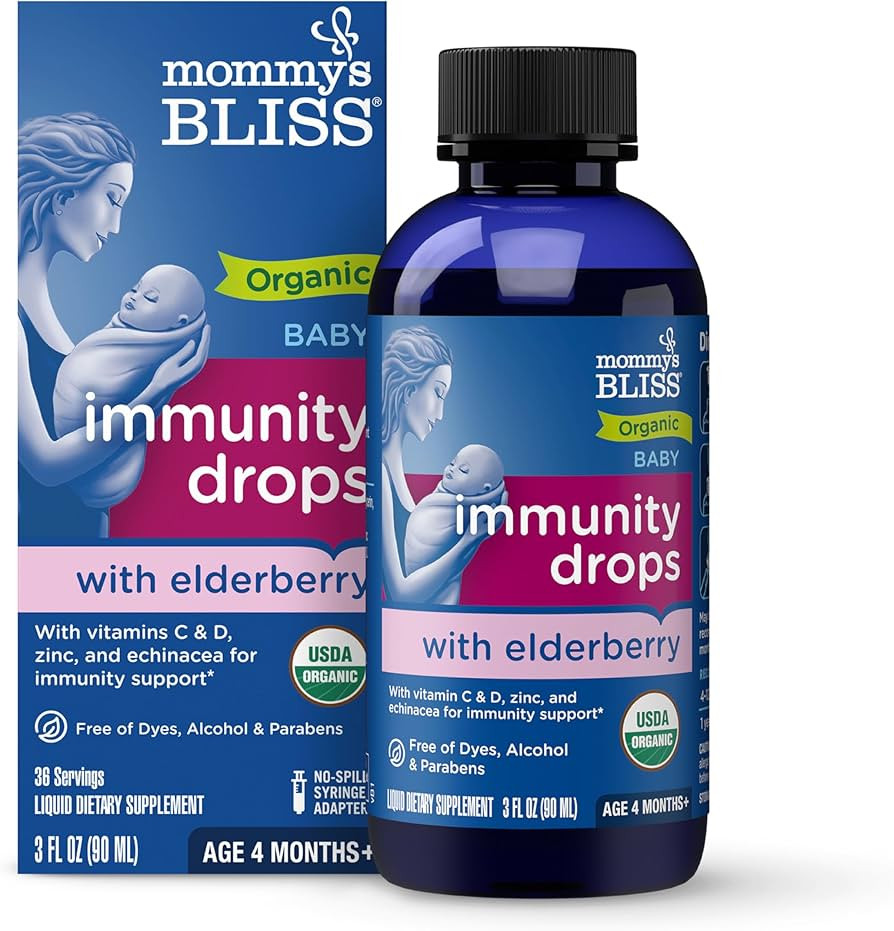 Mommy's Bliss Organic Baby Elderberry Drops, Immune Support with Vitamins, Prebiotics, Zinc & Org... | Amazon (US)