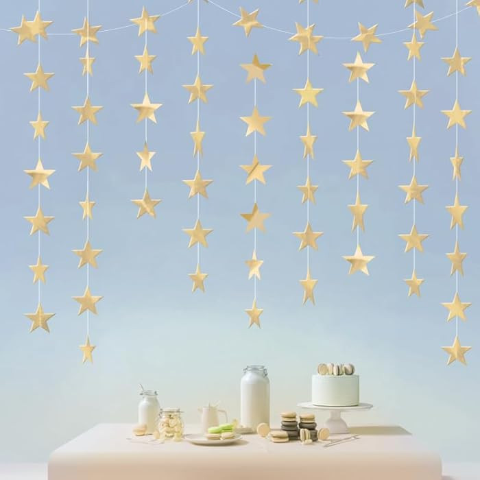 Champagne Shining Star Hanging Garland Champagne Hanging Sparkling Star Streamer Glitter Bunting ... | Amazon (US)