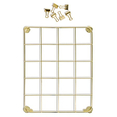 U Brands Magnetic Photo Grid With Hooks 9 x 6 14  Gold - Office Depot | Office Depot and OfficeMax 