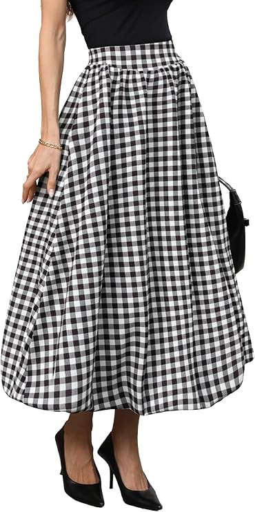 ELLEVEN Women's Bubble Maxi Skirt, Elastic Waist Puffy Hem A-Line Skirts | Flowy Long Ruffle Skir... | Amazon (US)