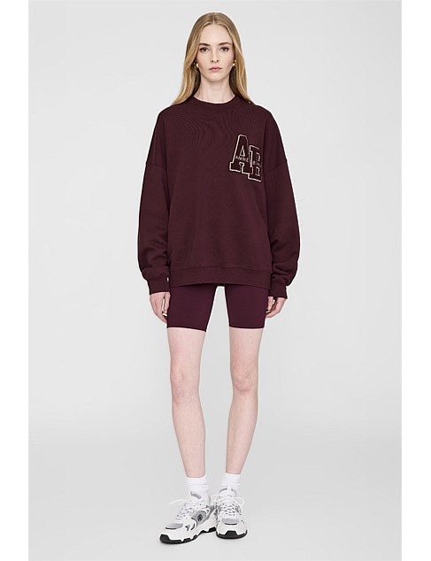 Miles Oversized Sweatshirt Letterman - Dark Burgundy | David Jones (Australia & New Zealand)