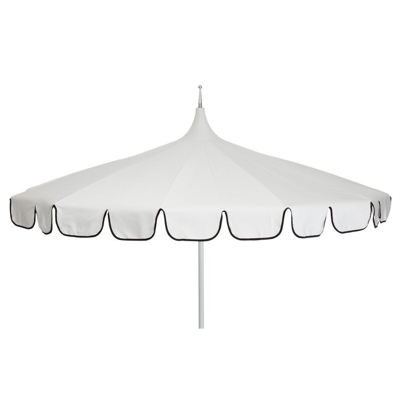 Aya Pagoda Patio Umbrella, Ivory/Black | One Kings Lane