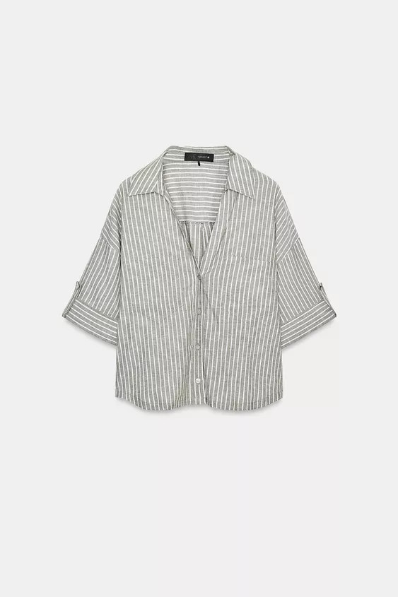 STRIPED LINEN BLEND SHIRT | Zara UK