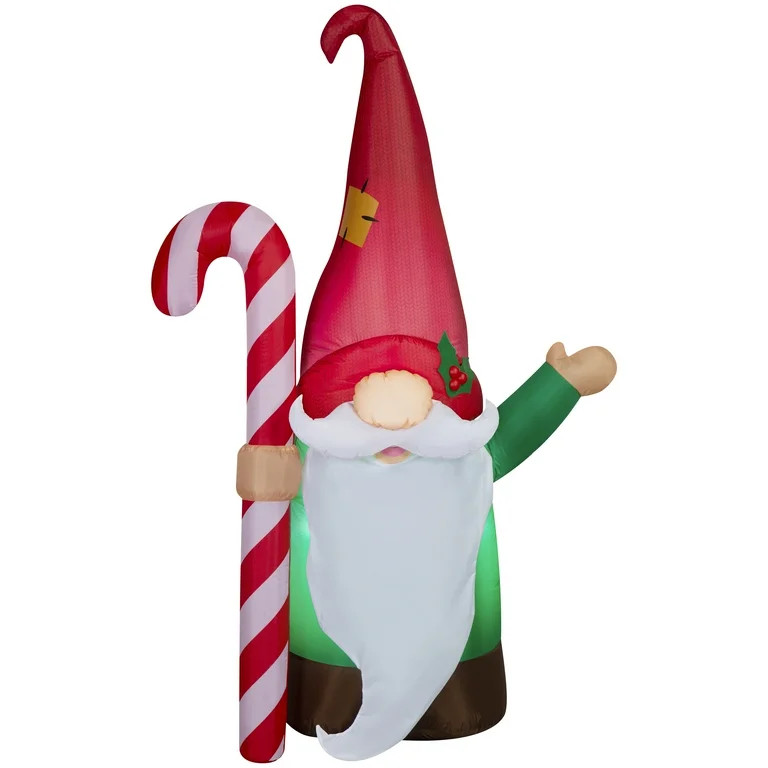 New Christmas Airblown Inflatables Yard Decoration Gnome with Candy Cane, 6.5 ft - Walmart.com | Walmart (US)