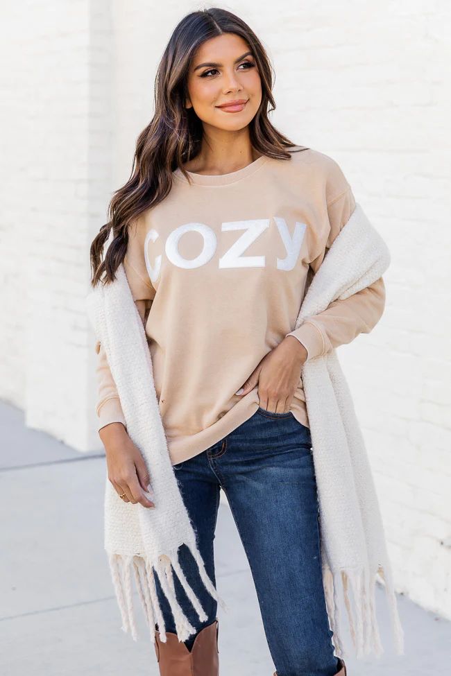 Cozy Gold Chenille Patch Graphic Sweatshirt FINAL SALE | Pink Lily