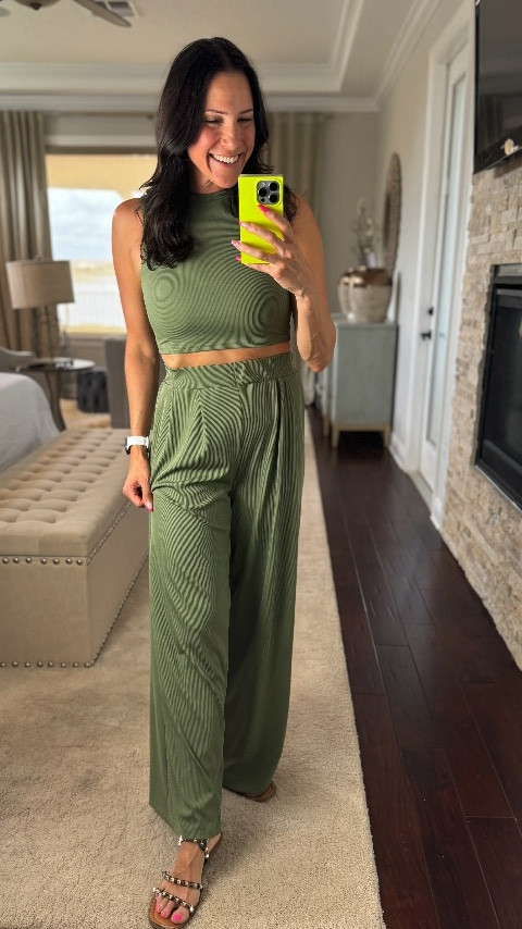 IMPORTANT: the top runs super small. I have a medium and wish I had a large - so order accordingly. Pants are true to size. Shoes for me are a little big so I sized down 1/2 size (p.s. the shoes were under $10 last I checked!) 

#LTKStyleTip #LTKSeasonal #LTKShoeCrush
