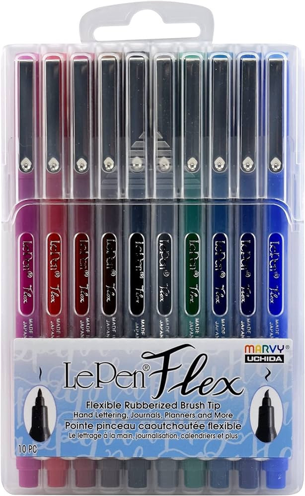 Marvy Uchida Le Flex 10 Piece Set Writing Pen, Primary Colors | Amazon (US)