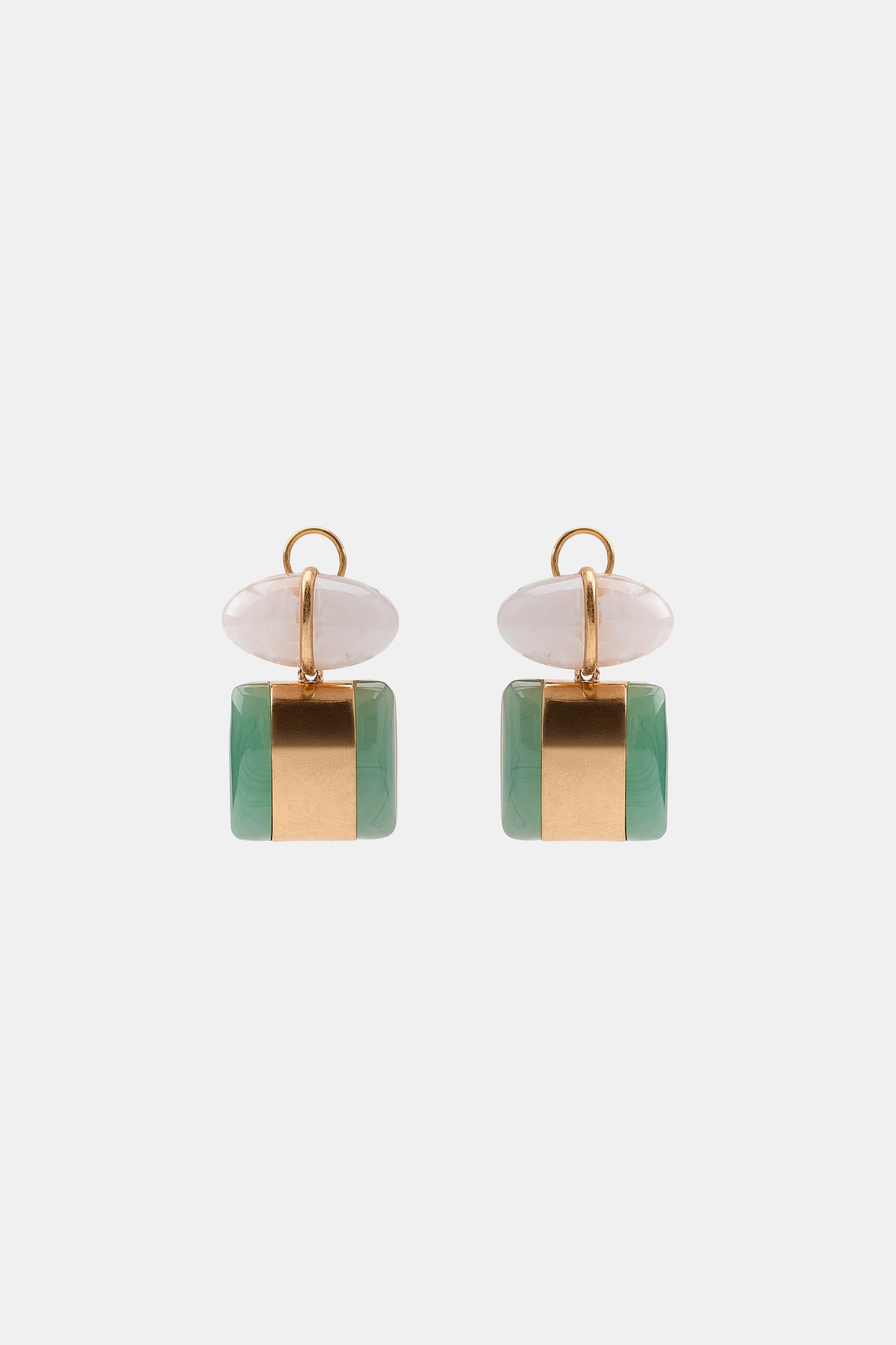 DOUBLE RESIN STONE EARRINGS | Zara US