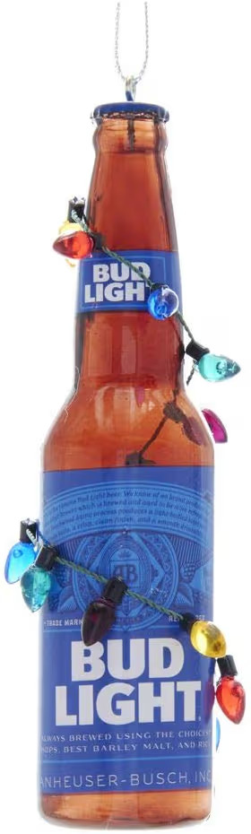 Kurt Adler Plastic Ornament for Christmas Tree, Budweiser Bud Light with Lights | Amazon (US)