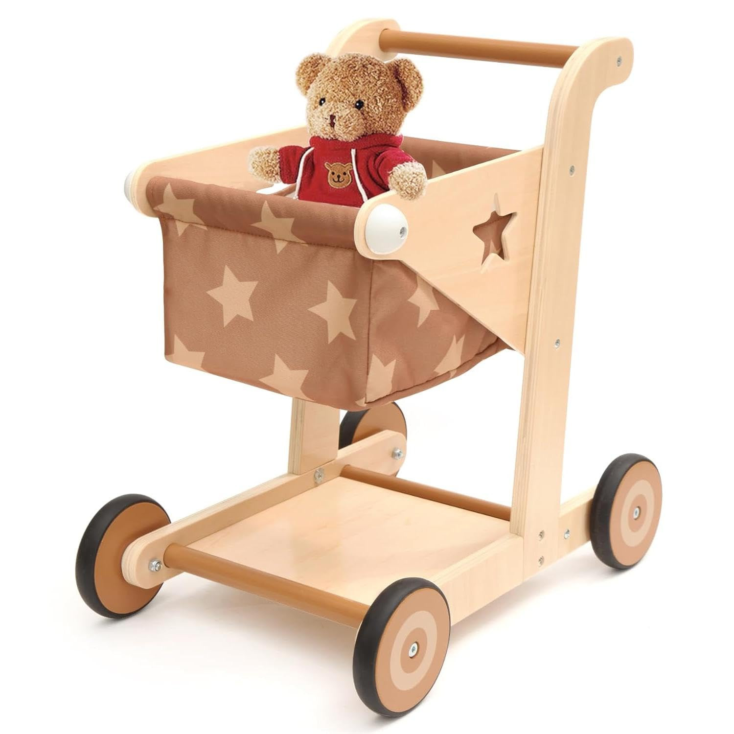 Asweets 2 in 1 Wooden Baby Walker Push and Pull Doll Stroller, Shopping Cart Learning Walker for ... | Amazon (US)