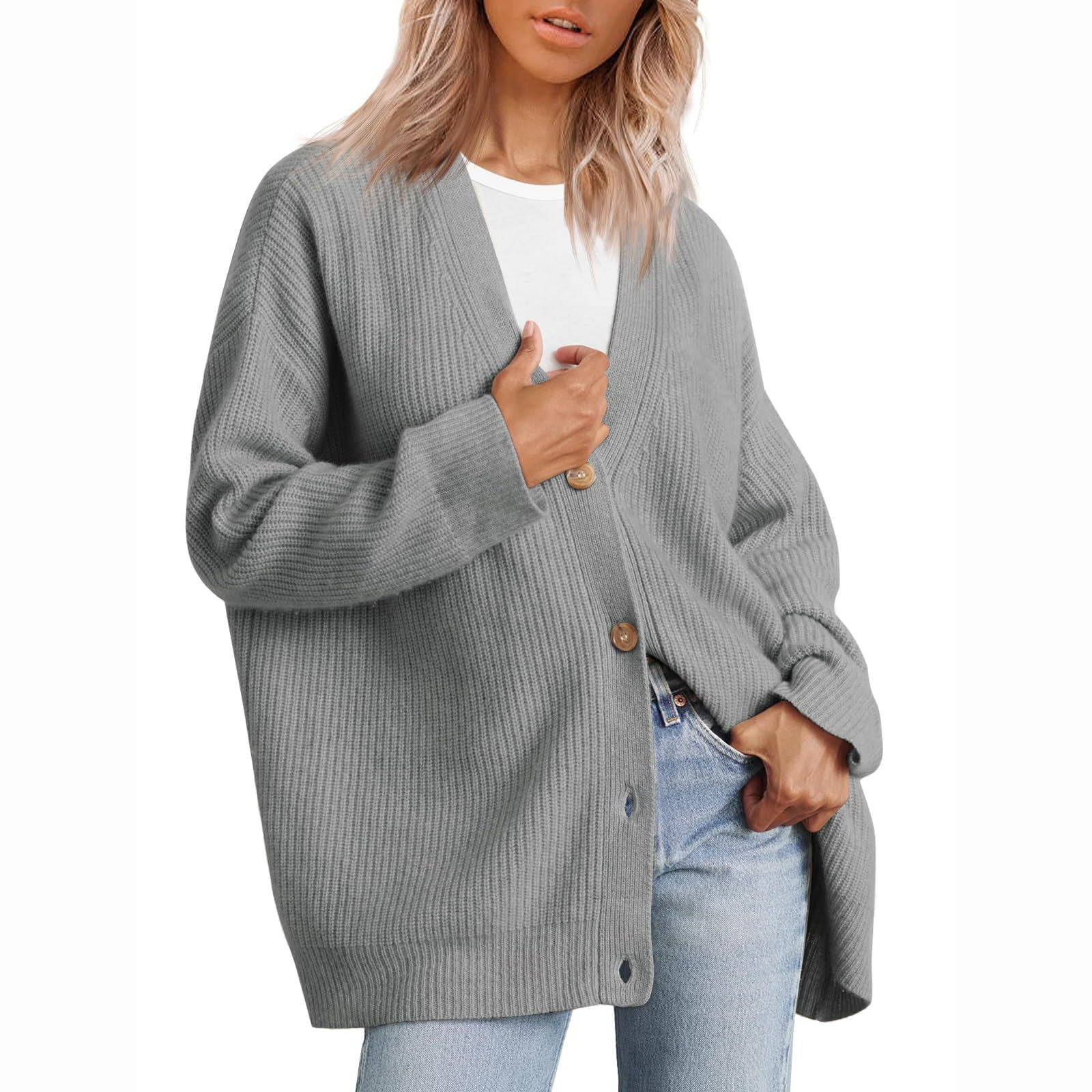 Styesk Cardigan for Women Women's Fashionable Loose Fitting Long Sleeved Button Knitted Cardigan | Walmart (CA)