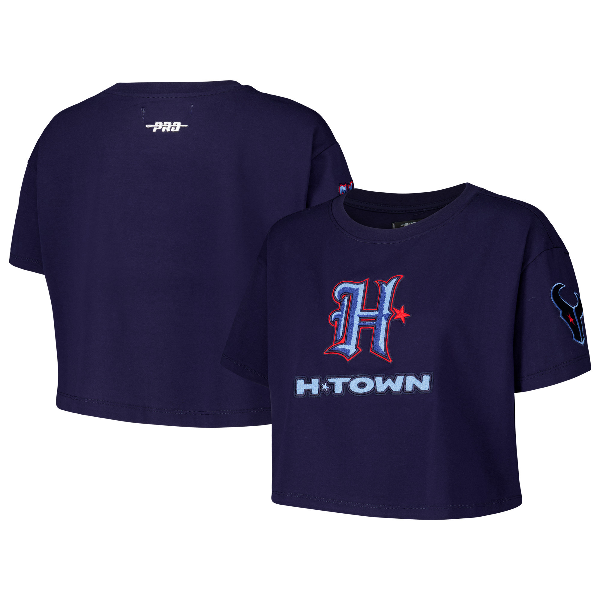 Women's Pro Standard Navy Houston Texans H-Town Cropped Boxy T-Shirt | Fanatics