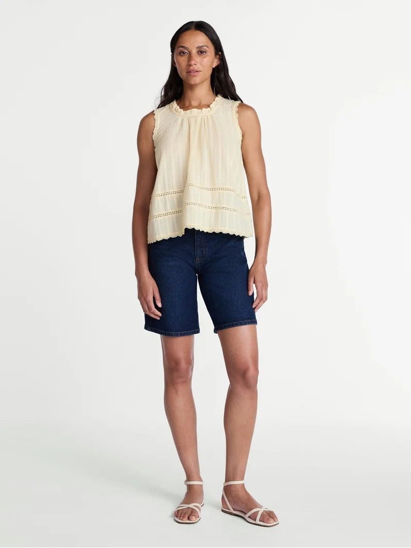 Time and Tru Women's Flowy Lace Inset Tank , Sizes XS-XXXL - Walmart.com | Walmart (US)