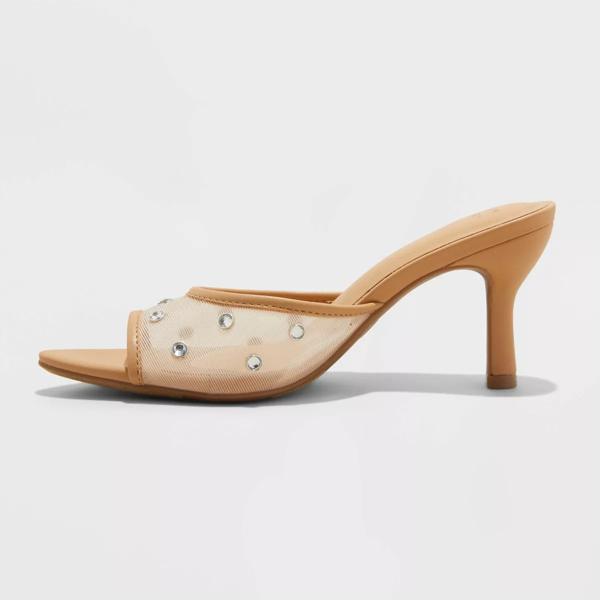 Women's Lupita Mesh Rhinestone Peep Toe Mule Heels with Memory Foam Insole - A New Day™ | Target