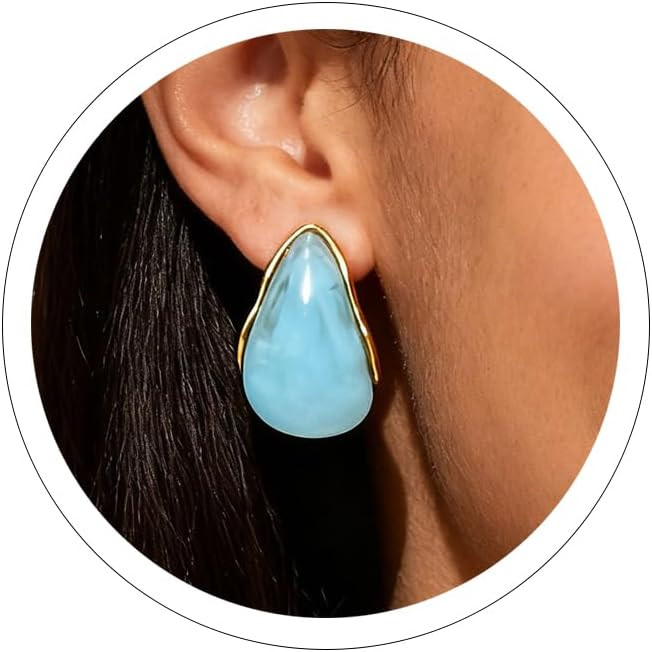 Chunky Earrings for Women Trendy Big Brown Teardrop Earrings White Large Statement Earring Lightw... | Amazon (US)