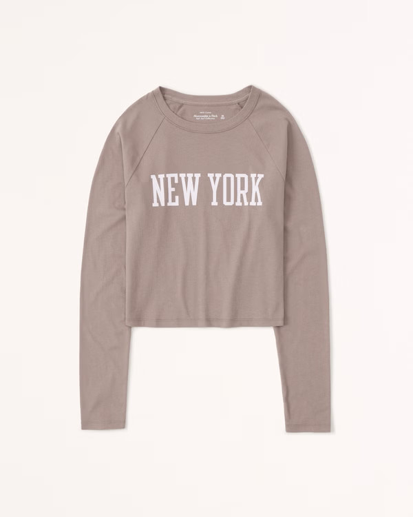 Women's Long-Sleeve New York Baby Tee | Women's Tops | Abercrombie.com | Abercrombie & Fitch (US)