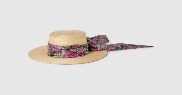 Straw wide brim hat with ribbon | Gucci (US)