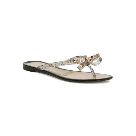 Women Glitter Jelly Studded Bow Thong Flat Sandal 18930 | Walmart (US)