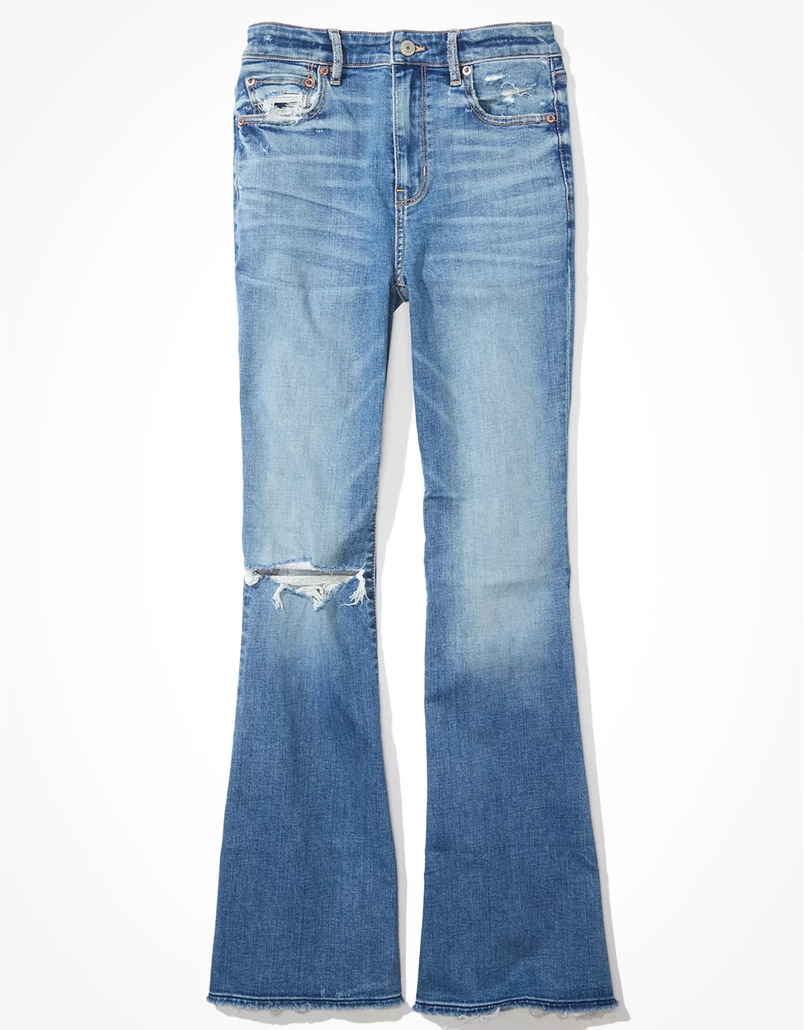 AE Ripped Super High-Waisted Flare Jean | American Eagle Outfitters (US & CA)